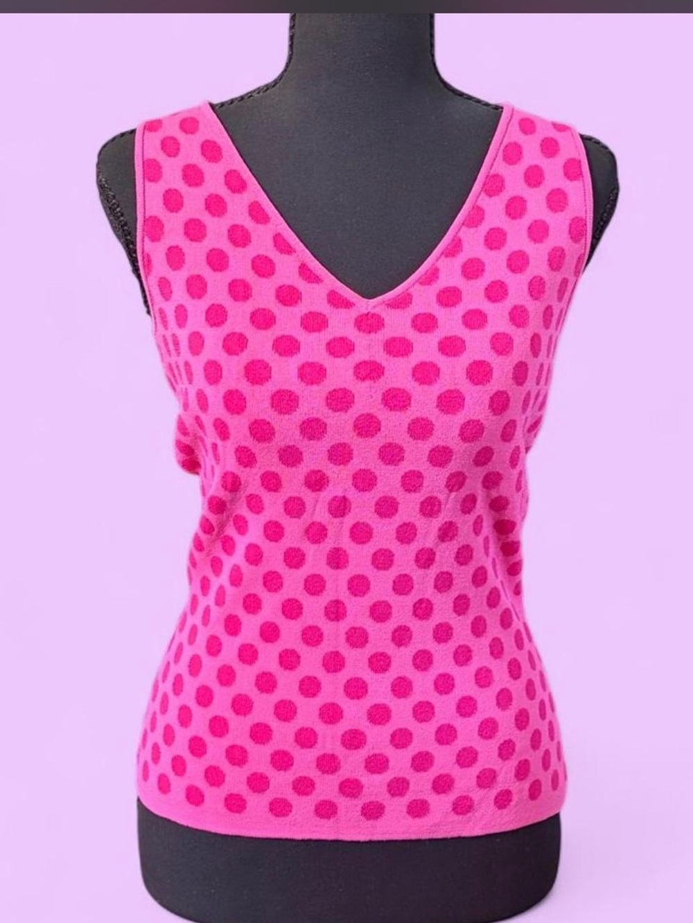 INC International Concepts Hot Pink Polka Dot V-Neck Tank